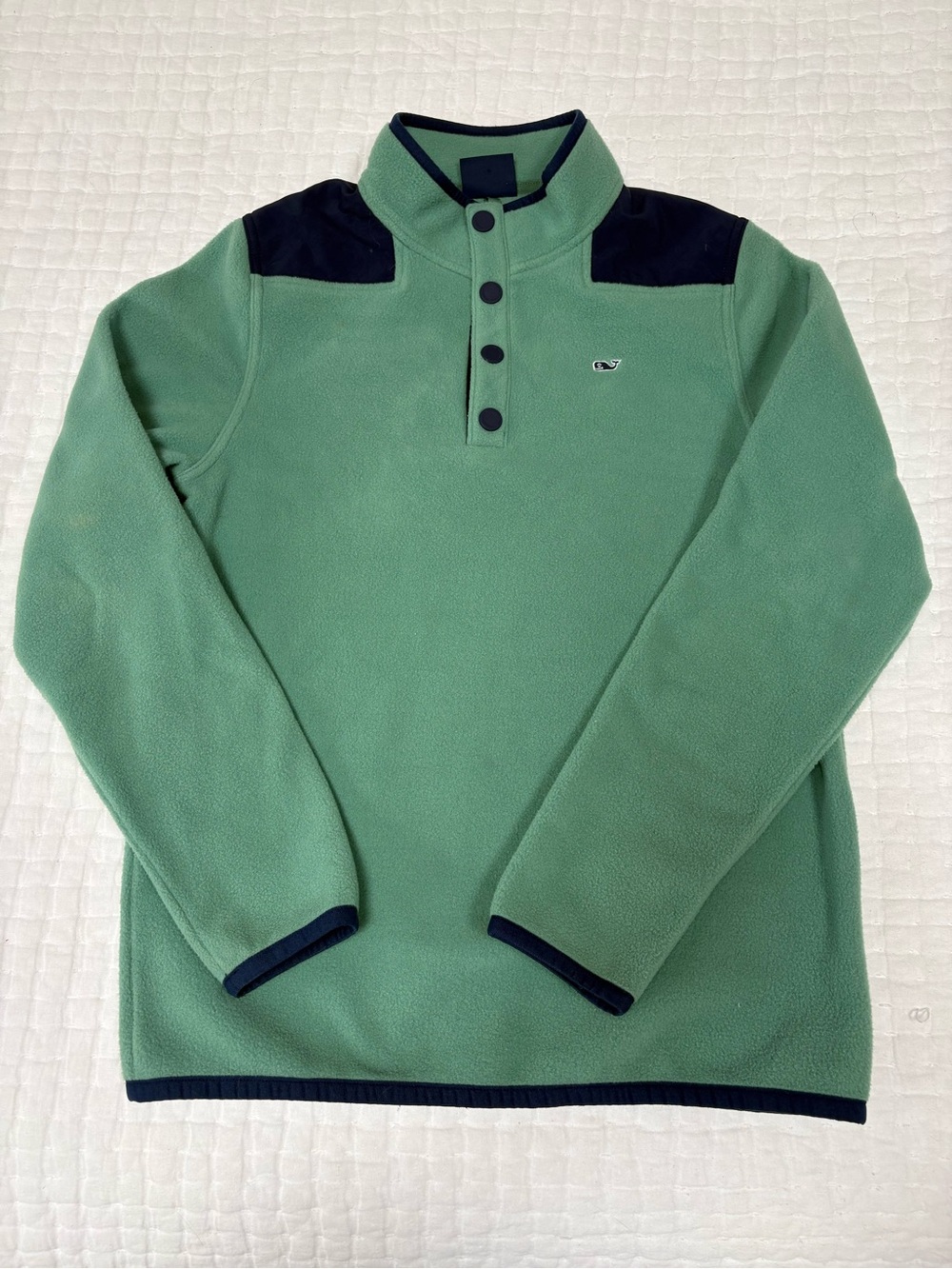 Vineyard Vines Kids Green Fleece Snap Pullover Navy Size L